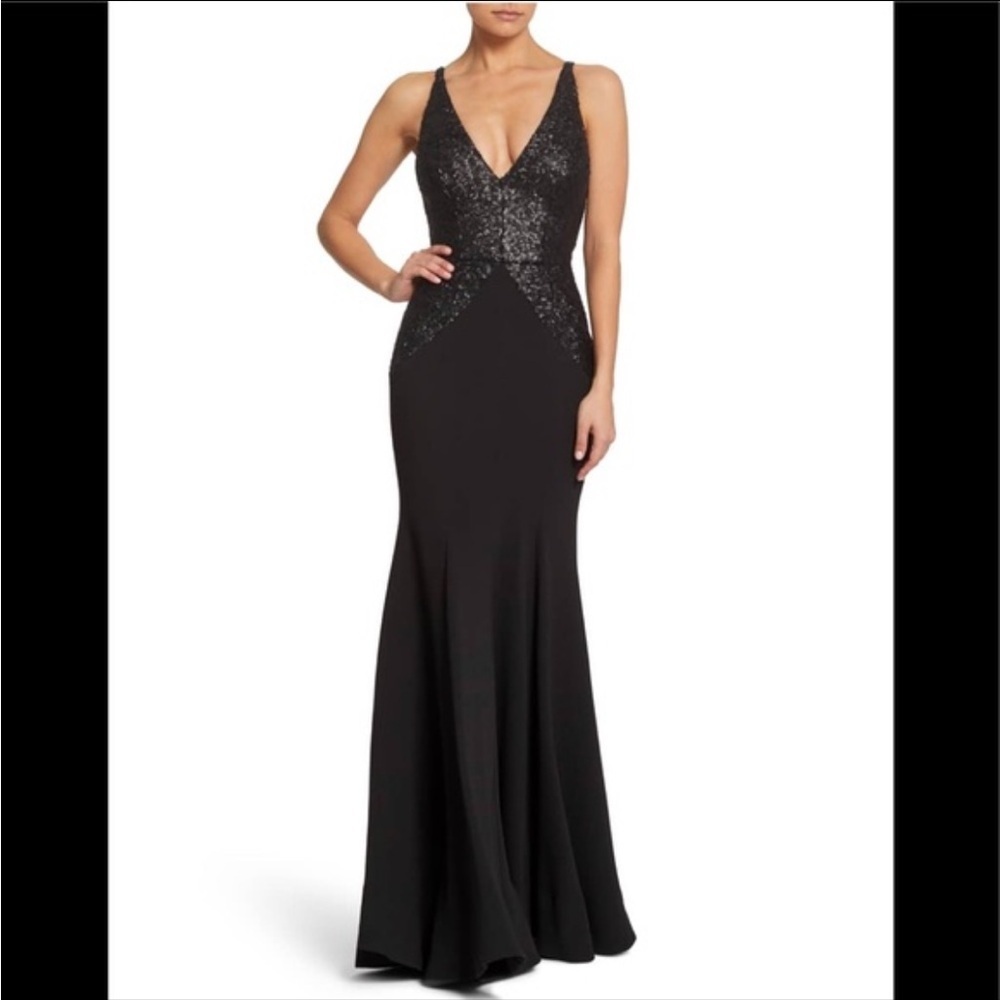 Dress the Population Women’s Sequin Evening Dress Black Size Small